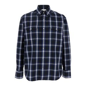 Tonywack Blue Shirt With Classic Collar And All-Over Check Motif In Cotton Man